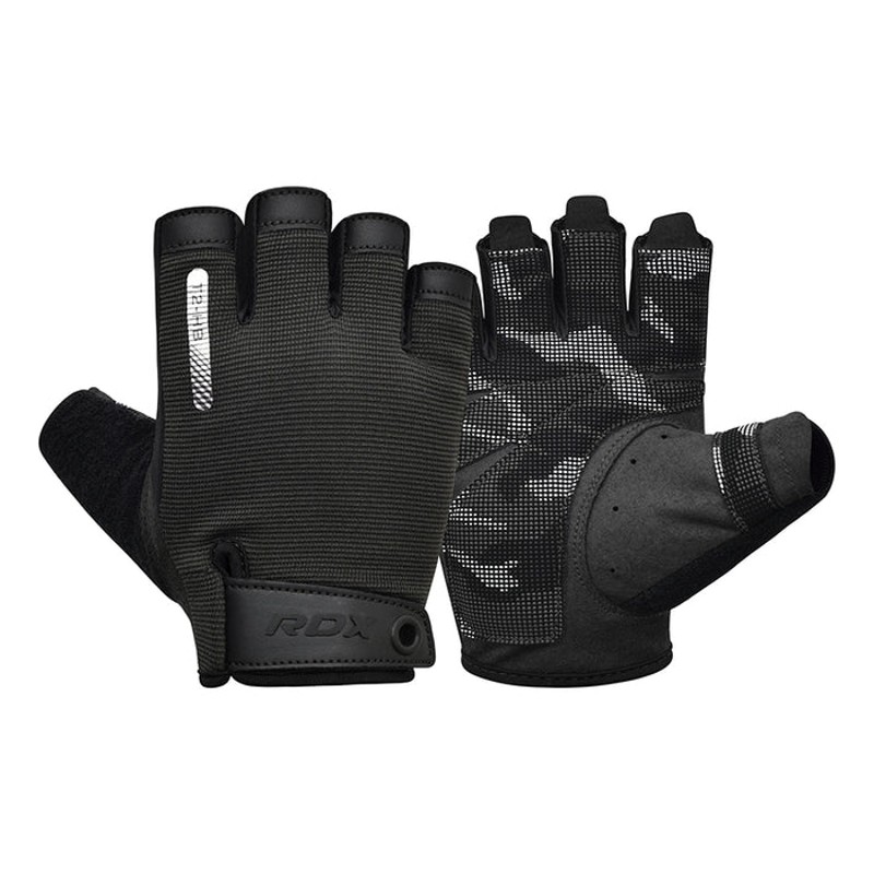 RDX Sports T2 Half-Finger Padded Gym Gloves (Black)